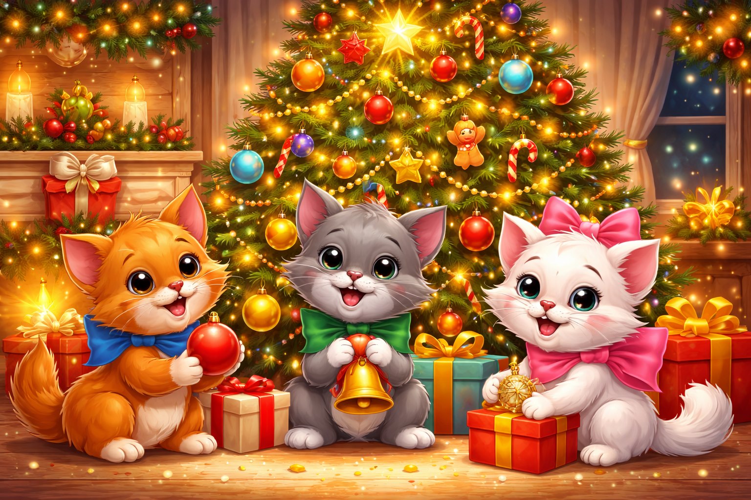 Новогодняя волшебная сказка «Три котенка и новогодняя елка» - фотография № 1