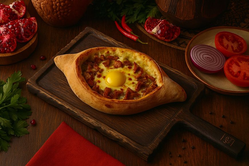 блюда грузинской кухни с лисичками хачапури хинкали