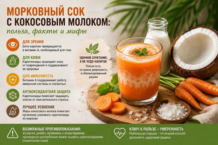Морковный сок с кокосовым молоком: суперфуд или просто удачное сочетание?